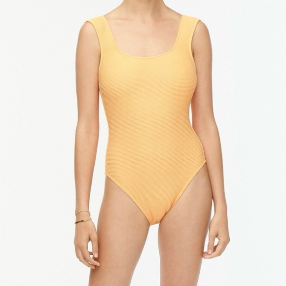 J Crew Clementine Rib Square Neck 1 Piece Swimsuit Modest Lined Removable Pad 16 - Picture 9 of 13